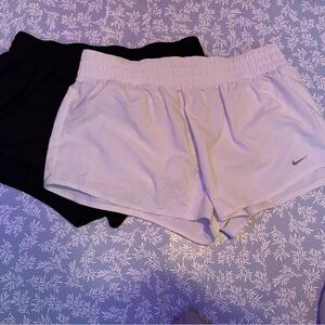 2 pairs of Nike Women's Black and White Athletic Shorts